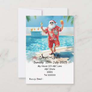 Weihnachts-Poolparty – Santa Claus Save the Date  Einladung