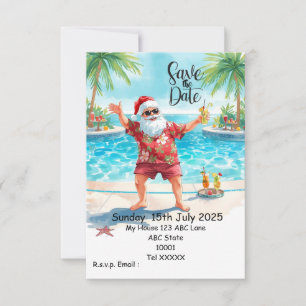 Weihnachts-Poolparty – Santa Claus Save the Date  Einladung