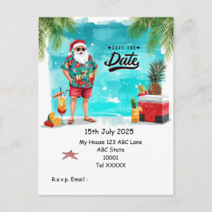 Weihnachts-Poolparty – Santa Claus Save the Date Postkarte