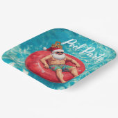 Weihnachts-Poolparty Weihnachtsmann im Pool Pappteller (Gewinkelt)