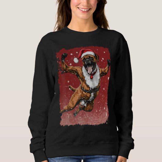 Weihnachts-Pop Art Boxer Dog Sweatshirt (Vorderseite)