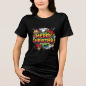 Weihnachts-Pop-Art-Comic-Explosion Tri-Blend Shirt (Vorderseite)