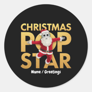 Weihnachts-Pop-Star-Roboter-Santa-Grafik Runder Aufkleber