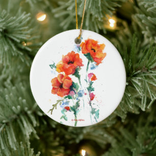 Weihnachts-Poppies Drei für unser Herz Keramik Ornament