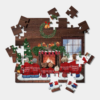 Weihnachts-Portrait-Geschenk für die Weihnachtsfam Puzzle