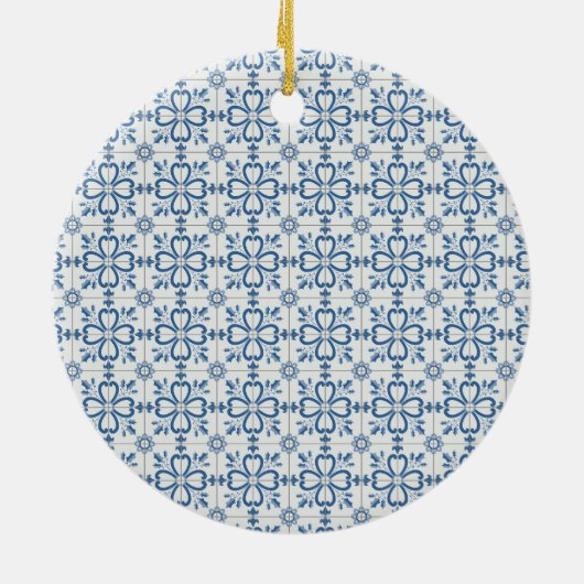 Weihnachts Portugiesischer Stab und blauer Fliesen Keramik Ornament (Hinten)