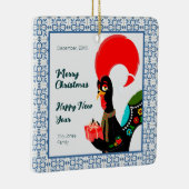 Weihnachts Portugiesischer Stab und blauer Fliesen Keramikornament (Rechts)