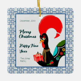 Weihnachts Portugiesischer Stab und blauer Fliesen Keramikornament