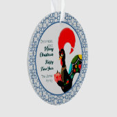 Weihnachts Portugiesischer Stab und blauer Fliesen Ornament (Vorderseite)