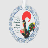 Weihnachts Portugiesischer Stab und blauer Fliesen Ornament (Vorderseite)