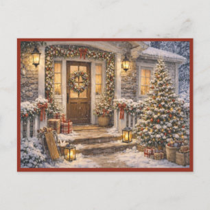 Weihnachts-Porzellan-Wasserfarbenkunst für den Dez Postkarte