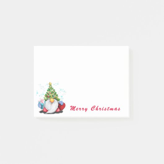 Weihnachts Post it Notes Gnome mit Geschenk Post-it Klebezettel (Vorderseite)