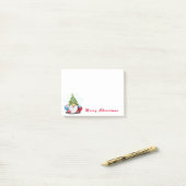 Weihnachts Post it Notes Gnome mit Geschenk Post-it Klebezettel (Auf Schreibtisch)