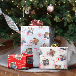 Weihnachts-Postage-Briefmarke Collage Family Fotos Geschenkpapier Set