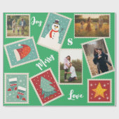 Weihnachts-Postage-Briefmarke Funny Personalisiert Geschenkpapier (Flach)