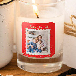 Weihnachts-Postage-Briefmarke Modernes Foto Rot Quadratischer Aufkleber