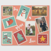 Weihnachts-Postage-Briefmarke Personalisiertes Fot Geschenkpapier (Flach)