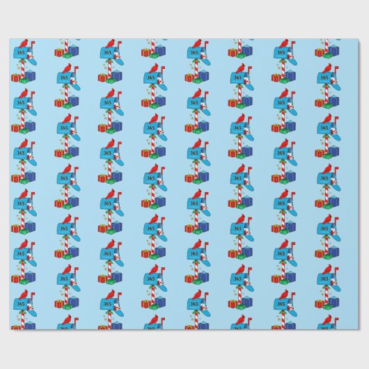 Weihnachts-Postfach mit Kardinal und Geschenken Geschenkpapier (Flach)