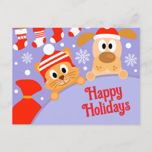 Weihnachts-Postkarte für Haustiergeschäfte mit Hun Postkarte