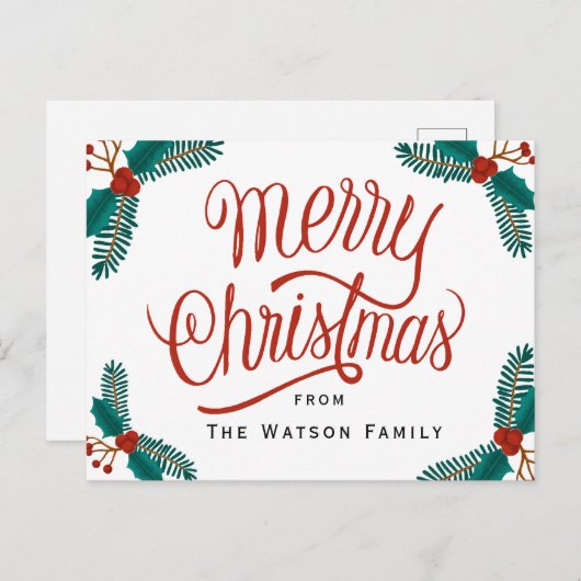 Weihnachts-Postkarte, Happy Holiday Card Einladungspostkarte (Vorne/Hinten)