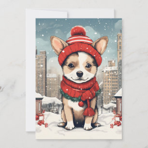 Weihnachts-Postkarte mit Adorable Dog Feiertagskarte