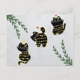 Weihnachts-Postkarte niedliche Katze spielt lustig Postkarte