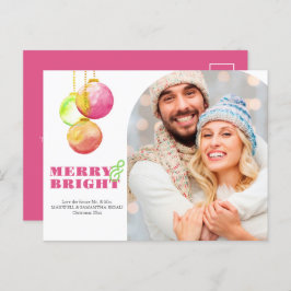 Weihnachts-Postkarten Modernes Merry & Bright Foto Feiertagspostkarte