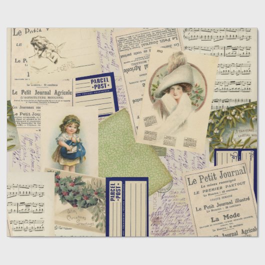 Weihnachts-Postkartenverpackungspapier Geschenkpapier (Flach)