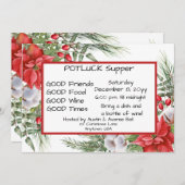 Weihnachts-POT LUCK Abendessen Einladung (Vorne/Hinten)