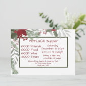 Weihnachts-POT LUCK Abendessen Einladung (Stehend Vorderseite)