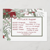 Weihnachts-POT LUCK Abendessen Einladung (Vorne/Hinten)
