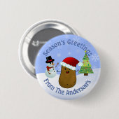 Weihnachts-Potato-Saison Personalisierten Gruß Button (Vorne & Hinten)