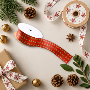 Weihnachts präparierte goldene Bäume Satinband