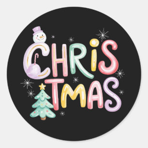 Weihnachts-Preppy-Baum-Schneemann-Glitter-Coquette Runder Aufkleber