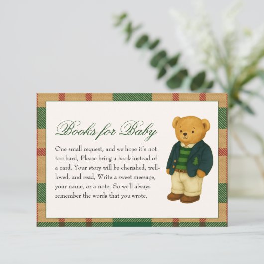 Weihnachts Preppy Bear Baby Shooting Books for Bab Begleitkarte (Stehend Vorderseite)