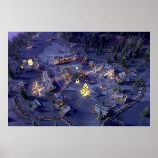Weihnachts-Print in Mountain Village Poster (Vorne)