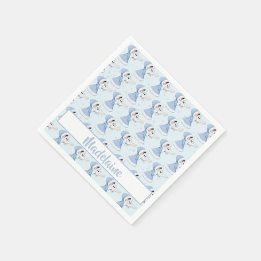 Weihnachts-Prinzessin Owl Winterschneeflocken Serviette (Ecke)