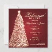 Weihnachts-Probe-Dinner Gold Red Einladung (Vorderseite)