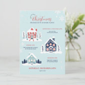 Weihnachts Progressive Abendessen Party Snowy Vill Einladung (Stehend Vorderseite)