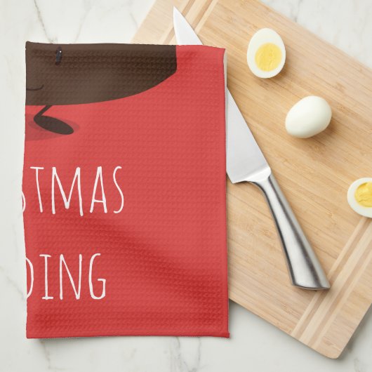 Weihnachts Pudding Cartoon Charakter Küchenhandtüc Geschirrtuch (Viertel Falte)