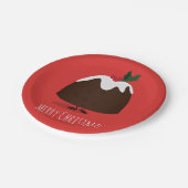 Weihnachts Pudding Cartoon Charakter | Papierplatt Pappteller (Schrägansicht)