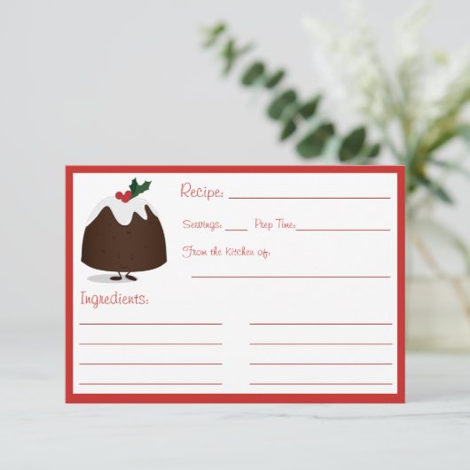 Weihnachts-Pudding-Charakter Blank-Rezept-Karte (Stehend Vorderseite)