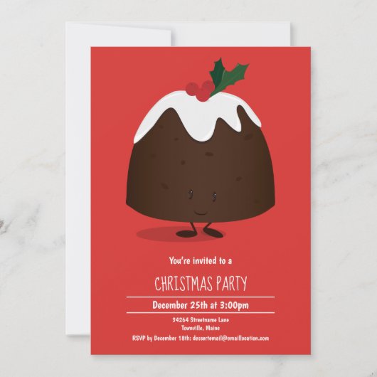 Weihnachts-Pudding-Charakter Feiertag Einladung (Vorderseite)