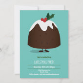 Weihnachts-Pudding-Charakter Urlaub Aquamarin Weiß Einladung (Vorderseite)