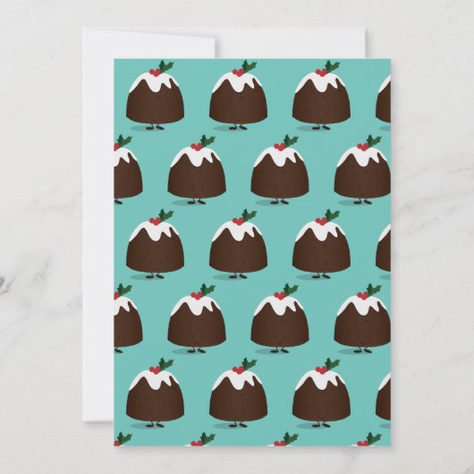 Weihnachts-Pudding-Charakter Urlaub Aquamarin Weiß Einladung (Rückseite)