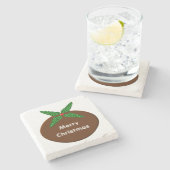 Weihnachts-Pudding Custom Stone Untersetzer (Seitenansicht)