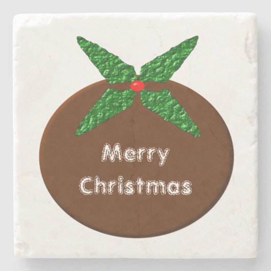 Weihnachts-Pudding Custom Stone Untersetzer (Vorderseite)