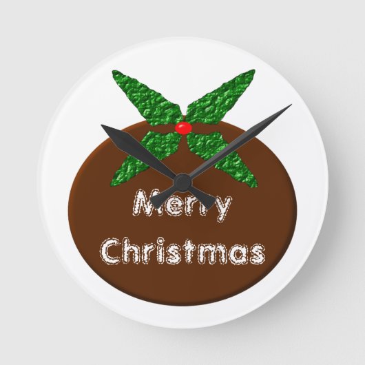 Weihnachts-Pudding Custom Wall Clock Runde Wanduhr (Vorderseite)