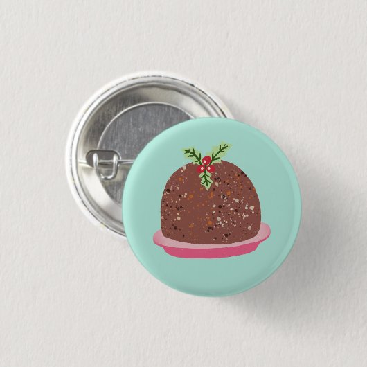 Weihnachts-Pudding Holiday Food Illustration Button (Vorne & Hinten)