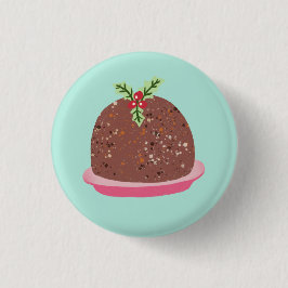 Weihnachts-Pudding Holiday Food Illustration Button